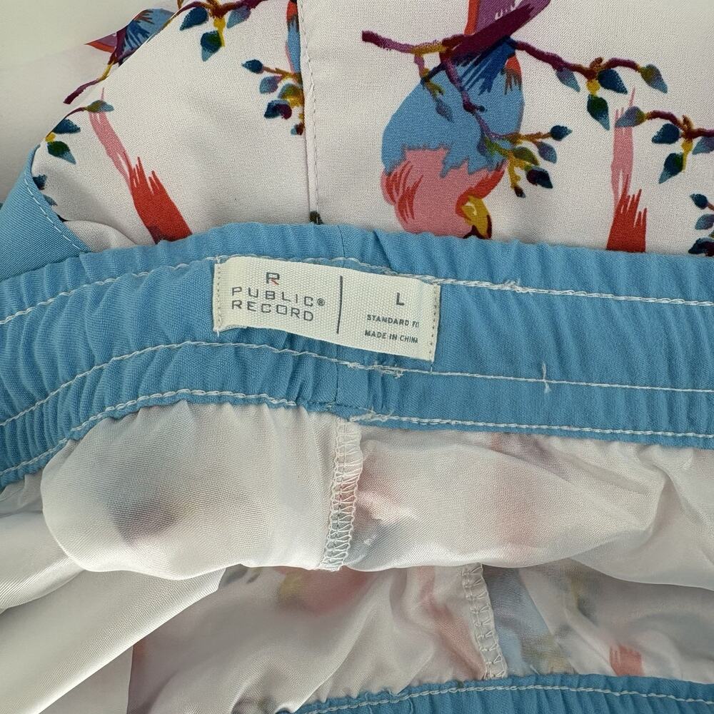 NEW Public Record Mens Drawstring Swim Shorts Large Parakeet Bird Print - Picture 9 of 9